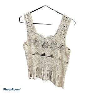 En Creme Vanilla Crochet top vest crop boho